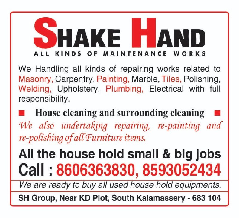 Shake Hand Maintenance Works in Kochi 